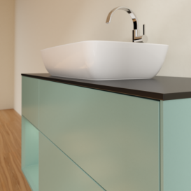 Тумба под раковину Villeroy & Boch Finion 120х50,1 см с подсветкой МДФ оливковый матовый лак/стекло черное матовое G822GMGM