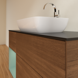 Тумба под раковину Villeroy & Boch Finion 120х50,1 см с подсветкой МДФ шпон грецкого ореха/стекло черное матовое G822GMGN