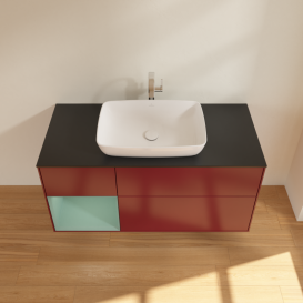 Тумба под раковину Villeroy & Boch Finion 120х50,1 см с подсветкой МДФ пион матовый лак/стекло черное матовое G822GMHB