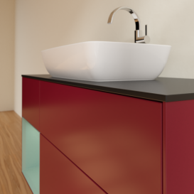 Тумба под раковину Villeroy & Boch Finion 120х50,1 см с подсветкой МДФ пион матовый лак/стекло черное матовое G822GMHB