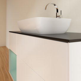 Тумба під раковину Villeroy & Boch Finion 120х50,1 см із підсвічуванням МДФ білий матовий лак/скло чорне матове G822GMMT