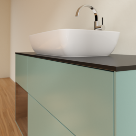 Тумба под раковину Villeroy & Boch Finion 120х50,1 см с подсветкой МДФ оливковый матовый лак/стекло черное матовое G822GNGM