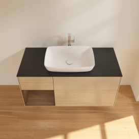 Тумба под раковину Villeroy & Boch Finion 120х50,1 см с подсветкой МДФ шпон дуба/стекло черное матовое G822GNPC