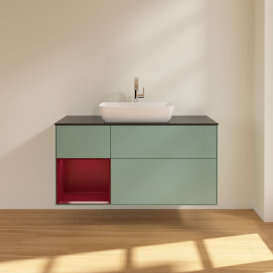 Тумба под раковину Villeroy & Boch Finion 120х50,1 см с подсветкой МДФ оливковый матовый лак/стекло черное матовое G822HBGM