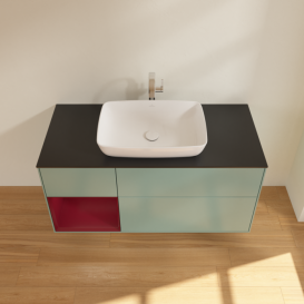 Тумба под раковину Villeroy & Boch Finion 120х50,1 см с подсветкой МДФ оливковый матовый лак/стекло черное матовое G822HBGM