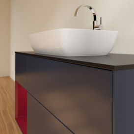 Тумба под раковину Villeroy & Boch Finion 120х50,1 см с подсветкой МДФ темно-синий матовый лак/стекло черное матовое G822HBHG