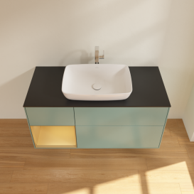 Тумба под раковину Villeroy & Boch Finion 120х50,1 см с подсветкой МДФ оливковый матовый лак/стекло черное матовое G822HFGM