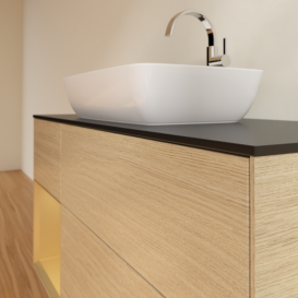 Тумба под раковину Villeroy & Boch Finion 120х50,1 см с подсветкой МДФ шпон дуба/стекло черное матовое G822HFPC