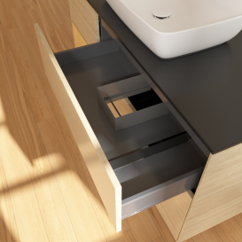 Тумба под раковину Villeroy & Boch Finion 120х50,1 см с подсветкой МДФ шпон дуба/стекло черное матовое G822HFPC