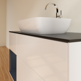 Тумба под раковину Villeroy & Boch Finion 120х50,1 см с подсветкой МДФ глянцевый белый лак/стекло черное матовое G822HGGF