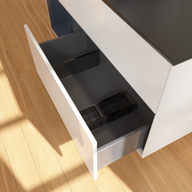 Тумба под раковину Villeroy & Boch Finion 120х50,1 см с подсветкой МДФ глянцевый белый лак/стекло черное матовое G822HGGF