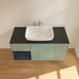 Тумба под раковину Villeroy & Boch Finion 120х50,1 см с подсветкой МДФ оливковый матовый лак/стекло черное матовое G822HGGM