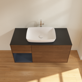 Тумба под раковину Villeroy & Boch Finion 120х50,1 см с подсветкой МДФ шпон грецкого ореха/стекло черное матовое G822HGGN