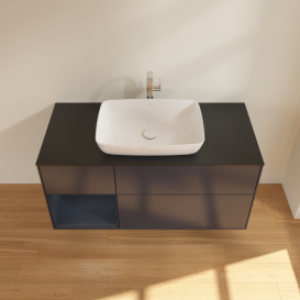 Тумба под раковину Villeroy & Boch Finion 120х50,1 см с подсветкой МДФ темно-синий матовый лак/стекло черное матовое G822HGHG