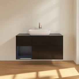 Тумба под раковину Villeroy & Boch Finion 120х50,1 см с подсветкой МДФ черный матовый лак/стекло черное матовое G822HGPD