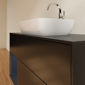 Тумба под раковину Villeroy & Boch Finion 120х50,1 см с подсветкой МДФ черный матовый лак/стекло черное матовое G822HGPD