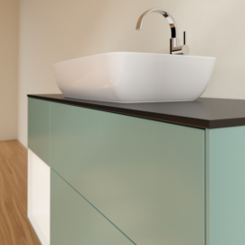 Тумба под раковину Villeroy & Boch Finion 120х50,1 см с подсветкой МДФ оливковый матовый лак/стекло черное матовое G822MTGM