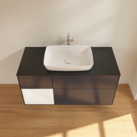 Тумба под раковину Villeroy & Boch Finion 120х50,1 см с подсветкой МДФ темно-синий матовый лак/стекло черное матовое G822MTHG