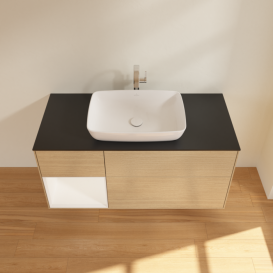 Тумба под раковину Villeroy & Boch Finion 120х50,1 см с подсветкой МДФ шпон дуба/стекло черное матовое G822MTPC