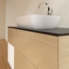 Тумба под раковину Villeroy & Boch Finion 120х50,1 см с подсветкой МДФ шпон дуба/стекло черное матовое G822MTPC