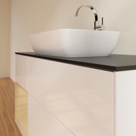 Тумба под раковину Villeroy & Boch Finion 120х50,1 см с подсветкой МДФ белый матовый лак/стекло черное матовое G822MTPH