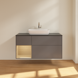 Тумба под раковину Villeroy & Boch Finion 120х50,1 см с подсветкой МДФ антрацит матовый лак/стекло черное матовое G822PCGK