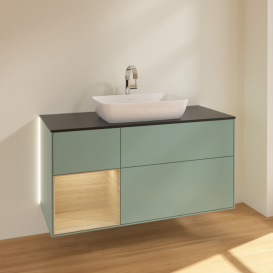Тумба под раковину Villeroy & Boch Finion 120х50,1 см с подсветкой МДФ оливковый матовый лак/стекло черное матовое G822PCGM