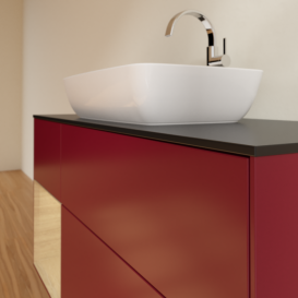 Тумба под раковину Villeroy & Boch Finion 120х50,1 см с подсветкой МДФ пион матовый лак/стекло черное матовое G822PCHB