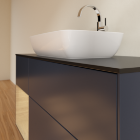 Тумба под раковину Villeroy & Boch Finion 120х50,1 см с подсветкой МДФ темно-синий матовый лак/стекло черное матовое G822PCHG