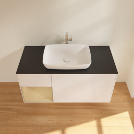 Тумба под раковину Villeroy & Boch Finion 120х50,1 см с подсветкой МДФ белый матовый лак/стекло черное матовое G822PCMT