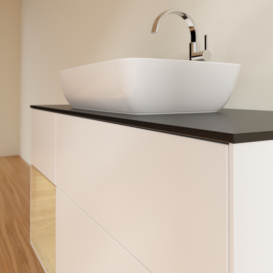 Тумба под раковину Villeroy & Boch Finion 120х50,1 см с подсветкой МДФ белый матовый лак/стекло черное матовое G822PCMT