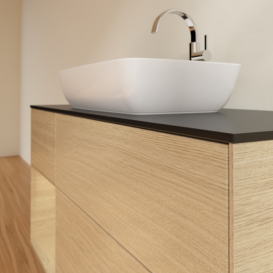 Тумба под раковину Villeroy & Boch Finion 120х50,1 см с подсветкой МДФ шпон дуба/стекло черное матовое G822PCPC