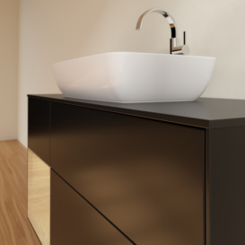 Тумба под раковину Villeroy & Boch Finion 120х50,1 см с подсветкой МДФ черный матовый лак/стекло черное матовое G822PCPD