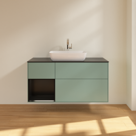 Тумба под раковину Villeroy & Boch Finion 120х50,1 см с подсветкой МДФ оливковый матовый лак/стекло черное матовое G822PDGM