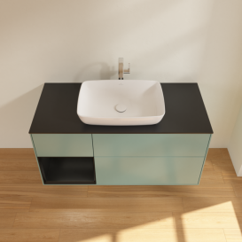 Тумба под раковину Villeroy & Boch Finion 120х50,1 см с подсветкой МДФ оливковый матовый лак/стекло черное матовое G822PDGM