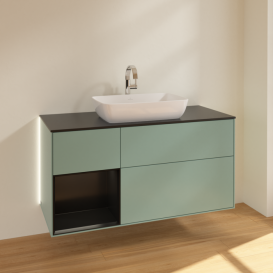 Тумба под раковину Villeroy & Boch Finion 120х50,1 см с подсветкой МДФ оливковый матовый лак/стекло черное матовое G822PDGM