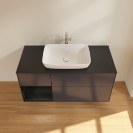 Тумба под раковину Villeroy & Boch Finion 120х50,1 см с подсветкой МДФ темно-синий матовый лак/стекло черное матовое G822PDHG