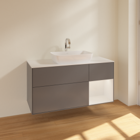 Тумба под раковину Villeroy & Boch Finion 120х50,1 см с подсветкой МДФ антрацит матовый лак/стекло белое матовое F831GFGK