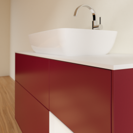 Тумба под раковину Villeroy & Boch Finion 120х50,1 см с подсветкой МДФ пион матовый лак/стекло белое матовое F831GFHB