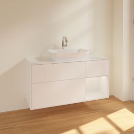 Тумба под раковину Villeroy & Boch Finion 120х50,1 см с подсветкой МДФ белый матовый лак/стекло белое матовое F831GFMT