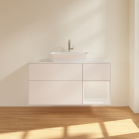 Тумба под раковину Villeroy & Boch Finion 120х50,1 см с подсветкой МДФ белый матовый лак/стекло белое матовое F831GFMT