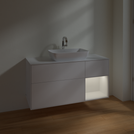 Тумба под раковину Villeroy & Boch Finion 120х50,1 см с подсветкой МДФ белый матовый лак/стекло белое матовое F831GFMT