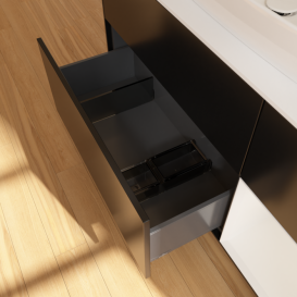 Тумба под раковину Villeroy & Boch Finion 120х50,1 см с подсветкой МДФ черный матовый лак/стекло белое матовое F831GFPD