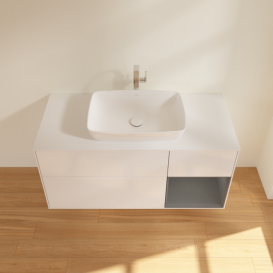 Тумба под раковину Villeroy & Boch Finion 120х50,1 см с подсветкой МДФ глянцевый белый лак/стекло белое матовое F831GKGF