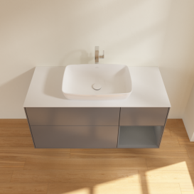 Тумба под раковину Villeroy & Boch Finion 120х50,1 см с подсветкой МДФ антрацит матовый лак/стекло белое матовое F831GKGK