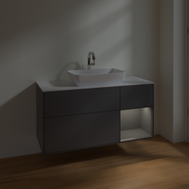 Тумба под раковину Villeroy & Boch Finion 120х50,1 см с подсветкой МДФ антрацит матовый лак/стекло белое матовое F831GKGK