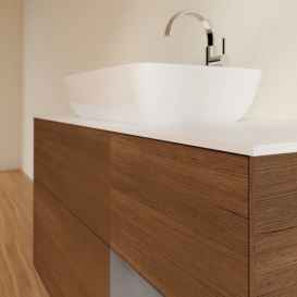 Тумба под раковину Villeroy & Boch Finion 120х50,1 см с подсветкой МДФ шпон грецкого ореха/стекло белое матовое F831GKGN