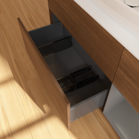 Тумба под раковину Villeroy & Boch Finion 120х50,1 см с подсветкой МДФ шпон грецкого ореха/стекло белое матовое F831GKGN