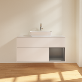 Тумба под раковину Villeroy & Boch Finion 120х50,1 см с подсветкой МДФ белый матовый лак/стекло белое матовое F831GKMT