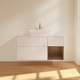 Тумба под раковину Villeroy & Boch Finion 120х50,1 см с подсветкой МДФ глянцевый белый лак/стекло белое матовое F831GNGF